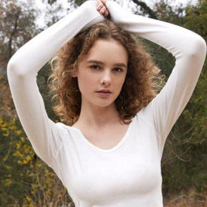 Brandy Melville john galt  White v neck long sleeve top